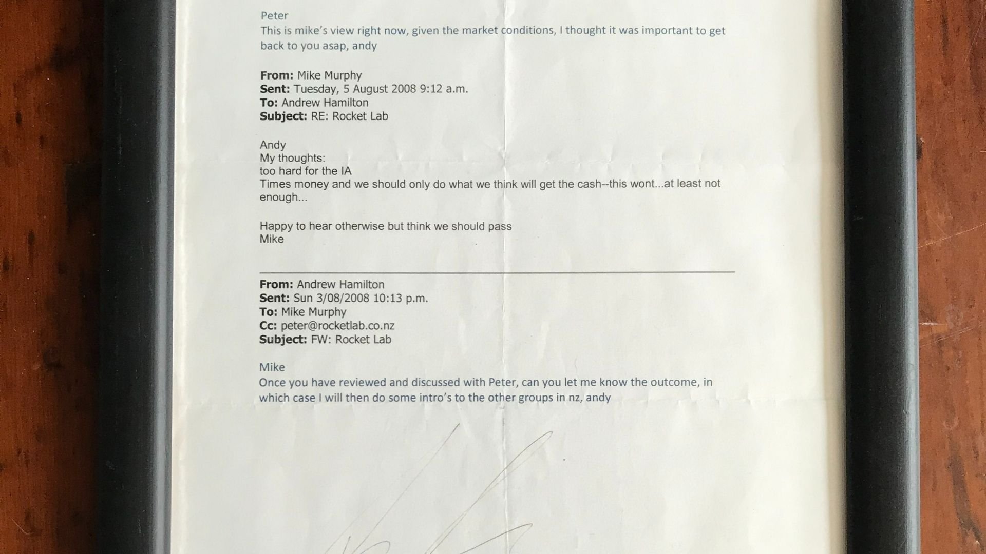 Email from Peter Beck, founder and CEO of Rocket Lab